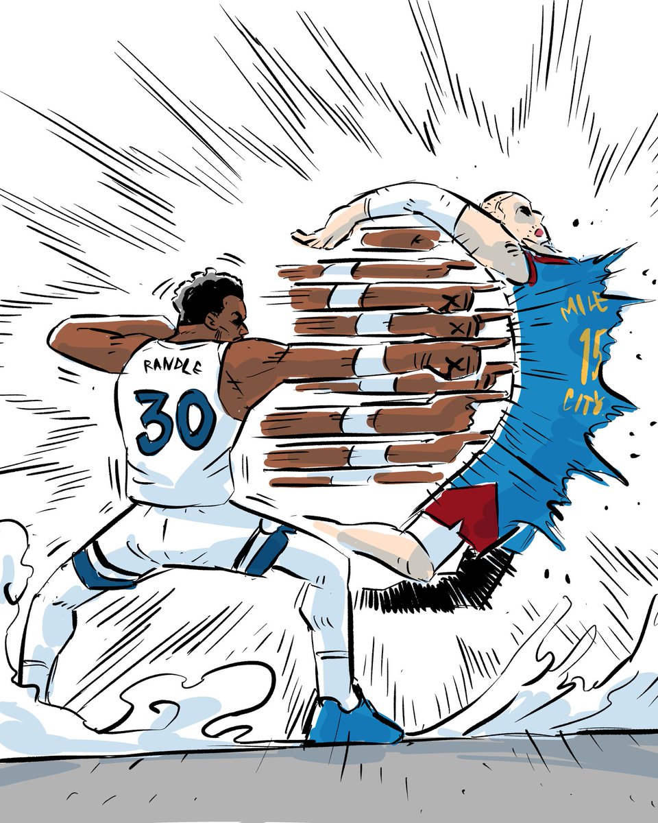 luckymong1's tweet image. Randle hit finger pistol on Jokic. 😭 #Timberwolves #Nuggets