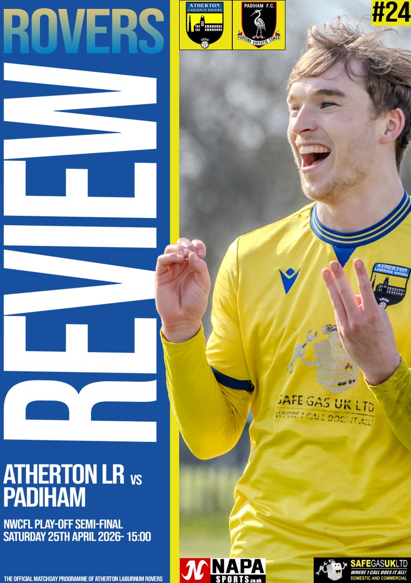 AthertonLRFC's tweet image. 📕 | Be sure to pick up the Semi-Final edition of the Crilly Park Review!

⭐️ @TomRom22 
 👀 Tim Lee's Factfiles
🔍 @Padiham_FC 
 
 Only £2 on the Gate ahead of our clash on Saturday at 3PM

#OneOfAKind