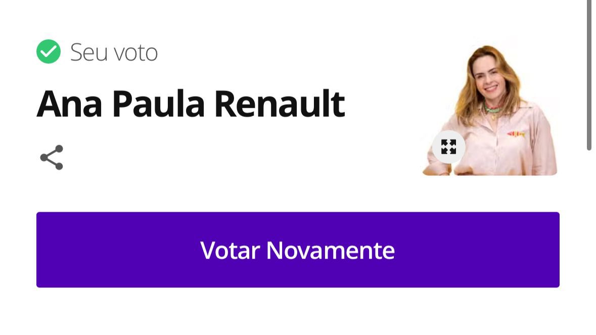 Deposite seu voto único agora 👎#AnaPaulaCampeã