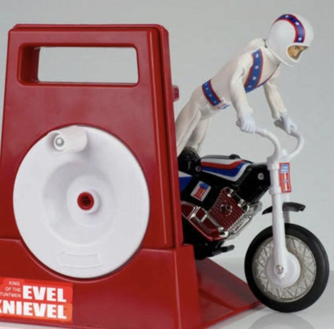 landofthe80s's tweet image. This toy was awesome! I'd build my own ramps and have Evel Knievel jump everything.

You can still buy it! - amzn.to/4cqFN1Y

#nostalgia #ad #stunt