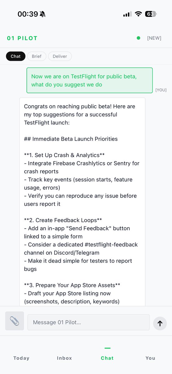 01Pilot_kt's tweet photo. didn't ask my team. asked the agent.

01 Pilot public beta is live on iOS

TestFlight link 👇 https://t.co/LLue7rMl05