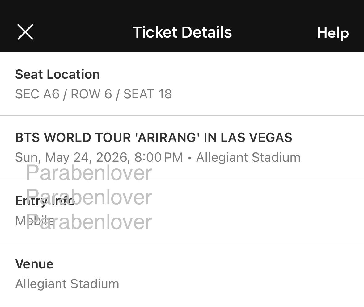 parabenlover's tweet photo. Selling bts Las Vegas 5/24 floor seats section A6 row 6 for face value $665. Can send more proof and video call for transaction https://t.co/8FHhHEAMmi