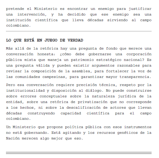 enriquilloseg15's tweet photo. @CeciliaLopezM Querida  Ceci, @CeciliaLopezM como la ministra Carvajalino bloqueó las respuestas, envío la mía como egresado de una universidad pública y conocedor de la situación actual de @SomosAGROSAVIA  
"Ciegos, Sordos y Demagógicos" https://t.co/DycdKki649