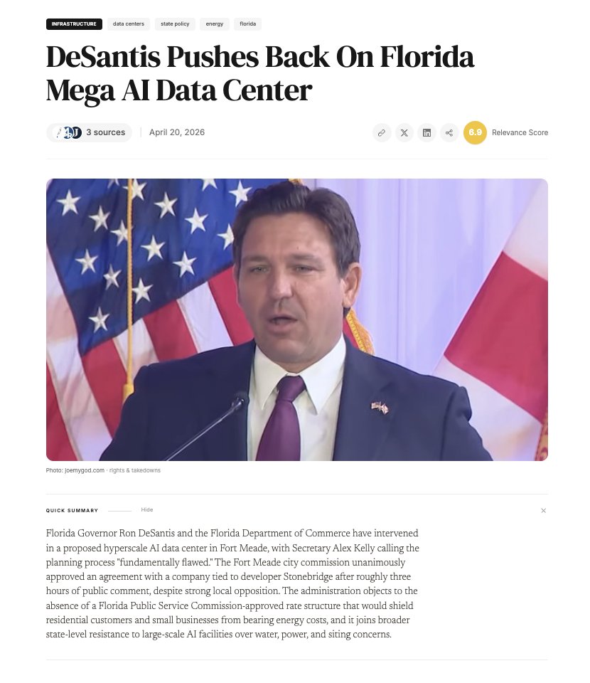 Plucille54's tweet photo. @reogurl Such great news! #NoAIDataCenters #FortMeade #FL @GovRonDeSantis 
'DeSantis Pushes Back On Florida Mega AI Data Center'
https://t.co/hJej1Ym3Zt https://t.co/hRiAAStGvK
