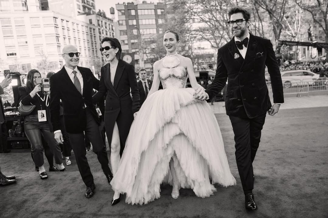 Emily Blunt, John Krasinski, Felicity Blunt, and Stanley Tucci photographed by Emilio Madrid on their way to "The Devil Wears Prada 2" world premiere.