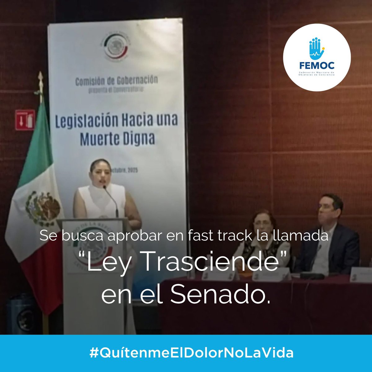 femocmx's tweet photo. ⚠️ La llamada "Ley Trasciende" busca aprobarse en fast track en el @senadomexicano.

Una decisión de esta magnitud merece un debate serio, informado y responsable. Hoy la verdadera prioridad en México es garantizar cuidados paliativos dignos y accesibles para todos. https://t.co/3NmejdLhUl