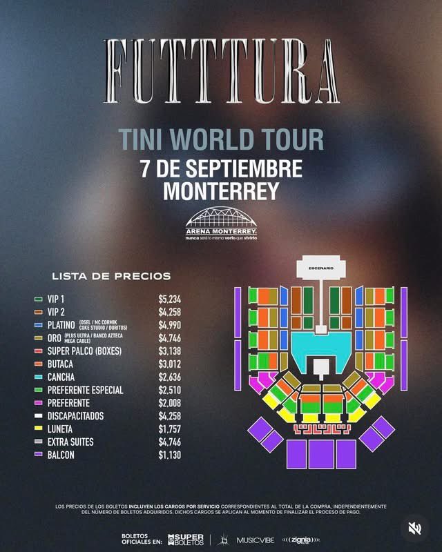mx_tickets's tweet photo. 🚨Precios para TINI en Mexico!!!

#futttura #tini #arenacdmx #arenagdl #superboletos #ticketsmx https://t.co/KBKpePmnFx