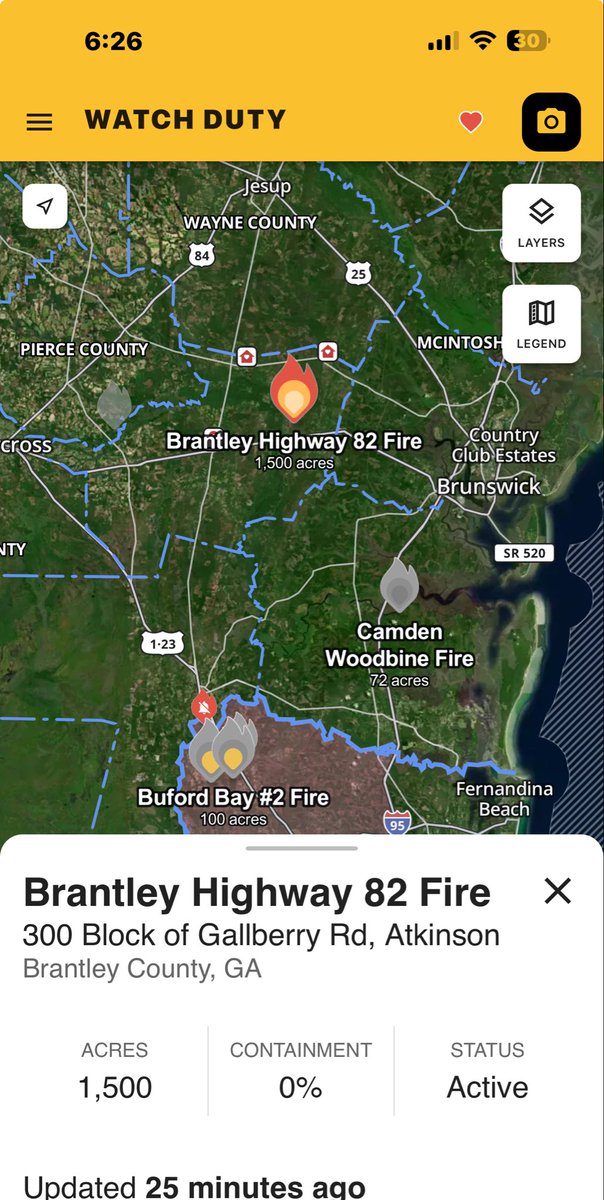 tparon's tweet image. 🚨🇺🇸#BREAKING | NEWS ⚠️
The Brantley Highway 82 Fire has jumped the containment line and has now burned over 1500 acres and is at 0% contained which has caused evacuations for the area.

There are hundreds of wildfires burning in Florida and Georgia at this time due to a severe