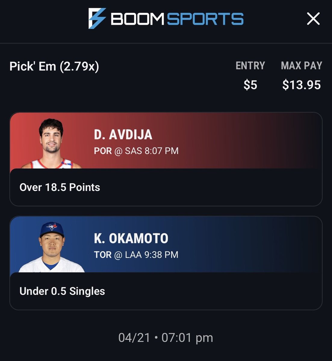GhostEVplays's tweet image. 🏀 Boom Fantasy NBA Avdija Discount

⚾️ +179 (FV +143.09)
+EV: 14.78%
Playing: 0.03 Unit Promo Max

#boom #fantasy #sports #nba #mlb
