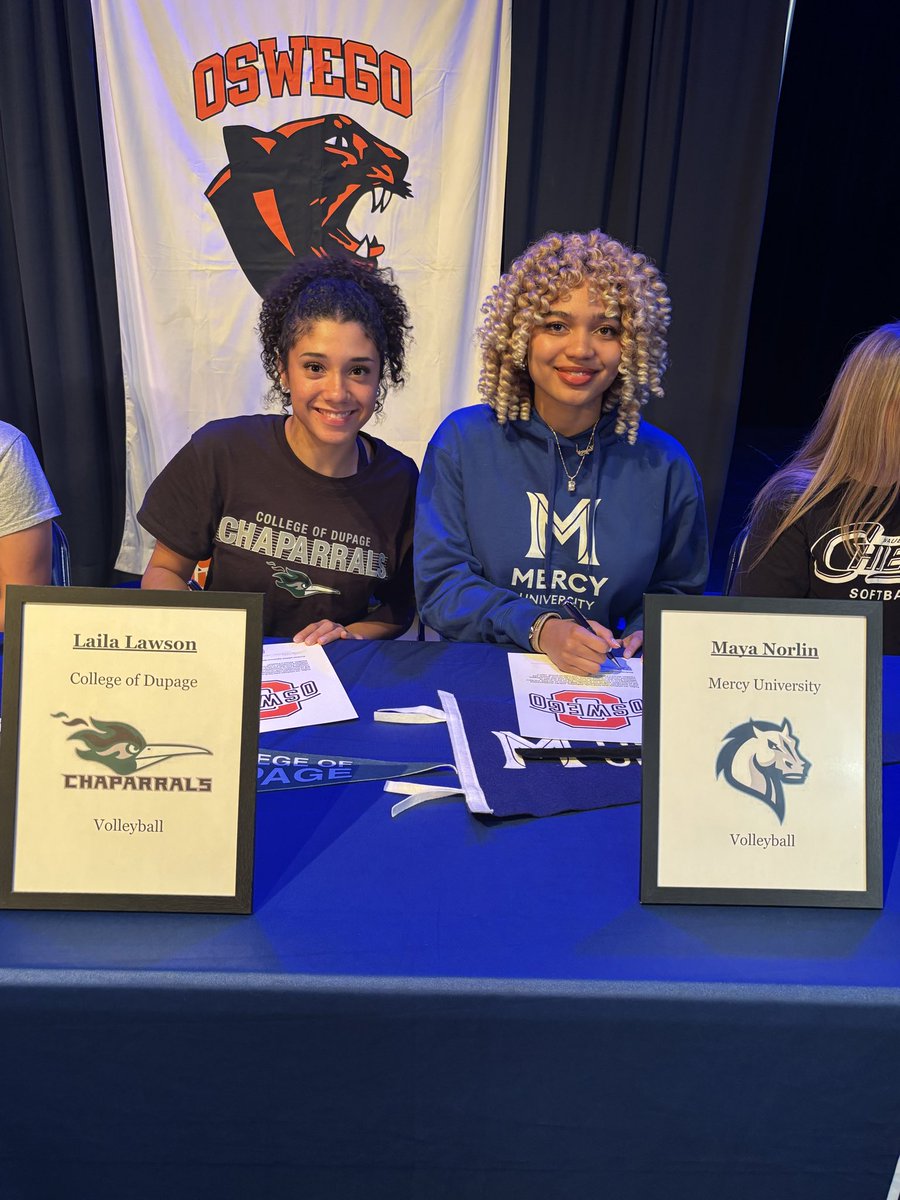 GvbOhs's tweet photo. Huge congratulations! to our two seniors Maya Norlin (College of DuPage) &amp; Laila Lawson (Mercy University on their commitments wishing them best of luck at the next level 🙌🦾 https://t.co/GpK508pGfZ