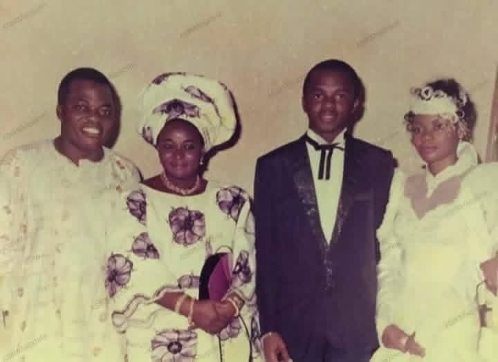 Chief Rasaq Akanni Okoya, Chief Mrs. Abimbola Rhodes, Prince Lanre Tejuoso,(Later Senator)  and Princess Moji Tejuoso at their wedding

Date: 09/05/1987

Prince Lanre Tejuoso is the son of His Royal Majesty Oba Adedapo Adewale Tejuoso, CON, Karunwi III, the Osile of Oke Ona