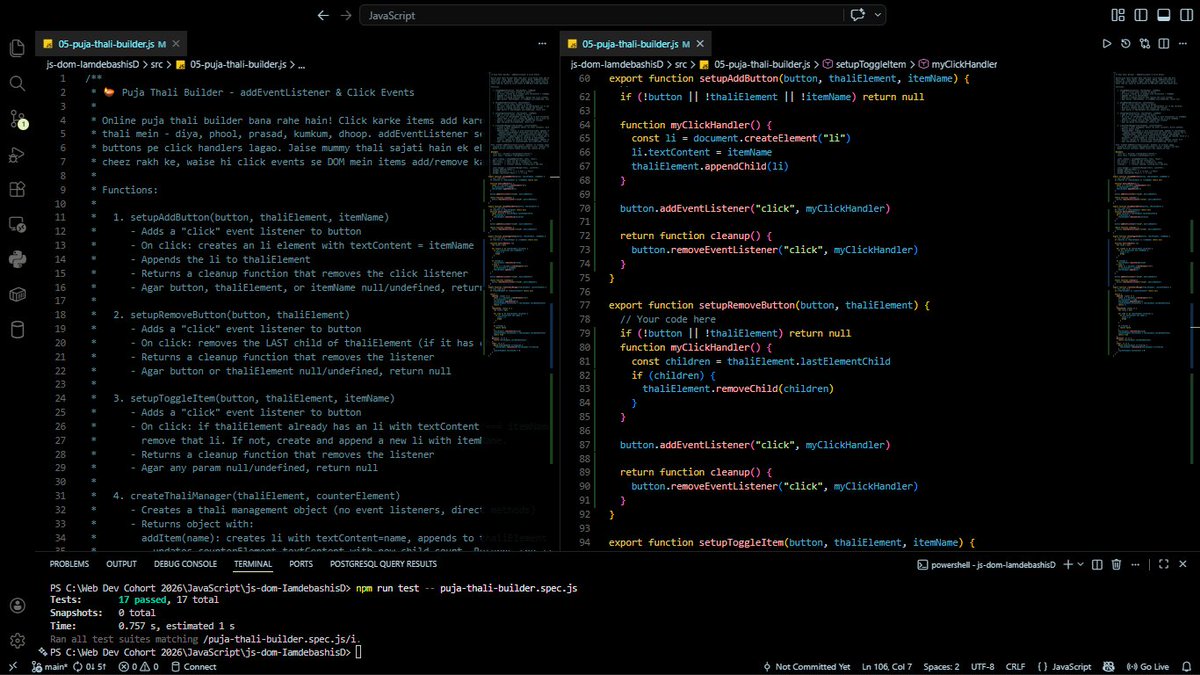 DebashisDa570's tweet image. Built a Puja Thali Builder 🪔
Worked with addEventListener, click events &amp;amp; dynamic DOM updates
Learning real user interaction handling 🚀

@ChaiCodeHQ 
#ChaiCode #JavaScript #WebDevelopment #Frontend #DOM #Coding #Everyone