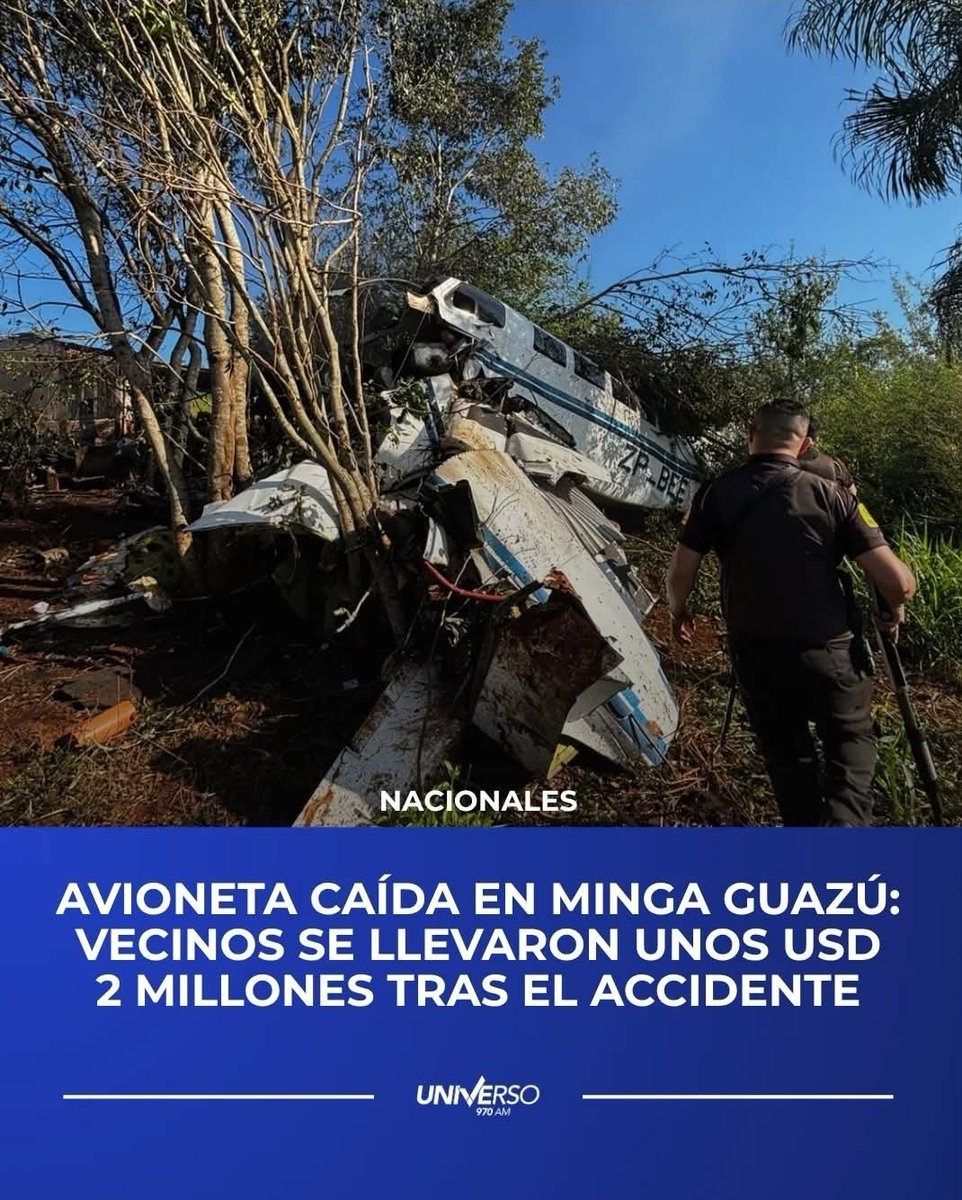 Contexto: avión contratado por Prosegur en Paraguay para traslado de guita entre las principales ciudades. Cayó el sábado pasado, y murió el piloto. Llevaba mucho más dinero.