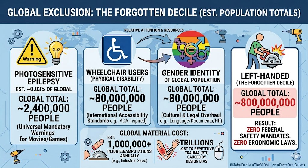 BlakeH88830's tweet image. Society claims to be "Inclusive," but the math doesn't add up. We have rebuilt the world for the 1%, yet we ignore the biological reality of the 10%.
#TheForgottenDecile #TheTenPercent #SafetyFirst