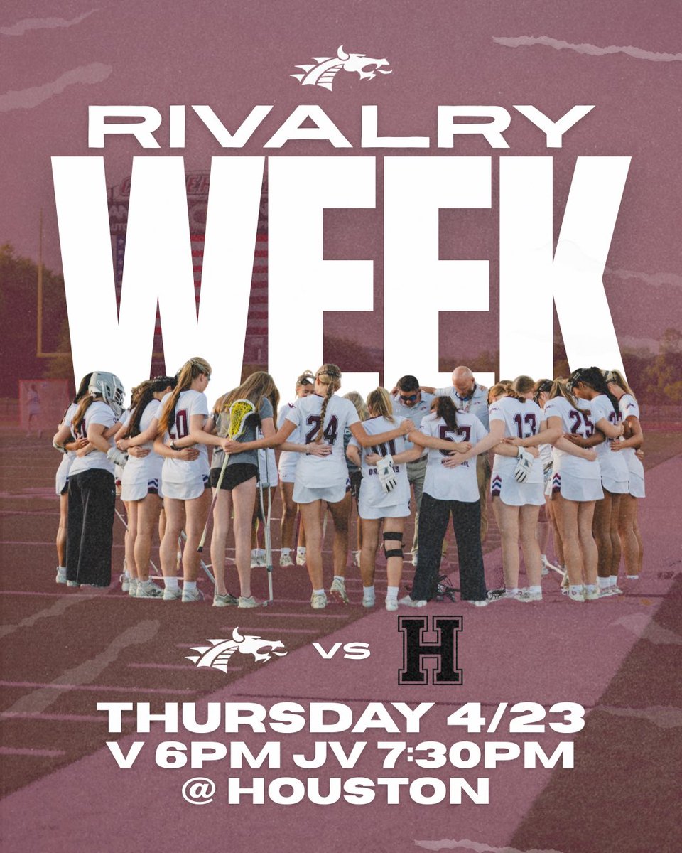 CHSLadiesLax's tweet photo. DRAGON NATION 🚨🚨

This week is RIVALRY WEEK! The JV and Varsity Dragons take on Houston THIS Thursday over at Johnson Road Park! Mark your calendars and BRING THE CRAZY 🗣️🔥🐉 https://t.co/Y6V6CDxCxh