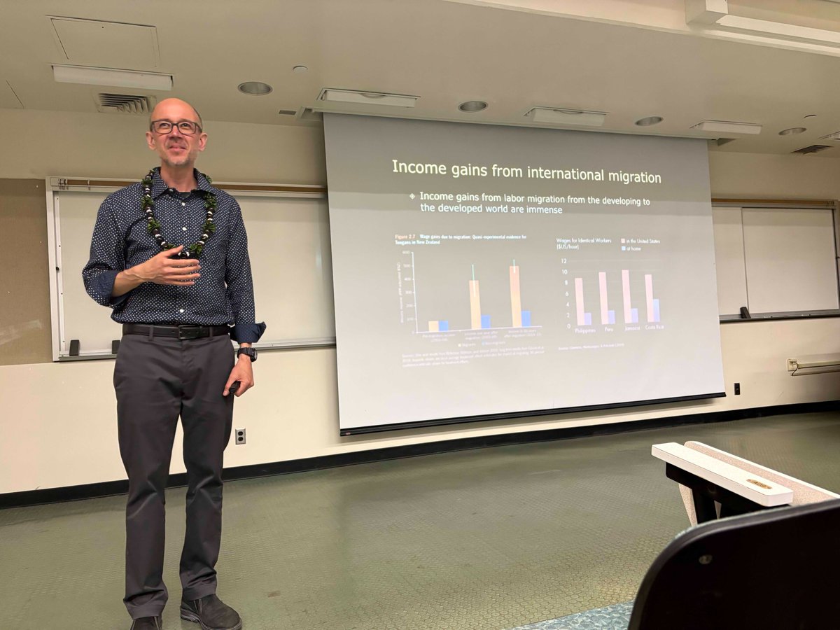 UHM_ECON's tweet photo. At UHM Economics, Professor Dean Yang (U. of Michigan) offered a powerful lecture about International Migration. The audience enjoyed the insights about its implications to economic development in the Philippines and many other countries! https://t.co/5QEZNUIjgA