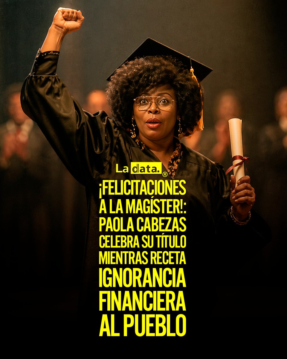 ladataec's tweet image. #Tendencia ¡Felicitaciones a la Magíster!: Paola Cabezas celebra su título mientras receta ignorancia financiera al pueblo.

​La flamante "Magíster" Paola Cabezas celebra hoy sus logros académicos con una mano, mientras que con la otra le cierra la puerta a la educación