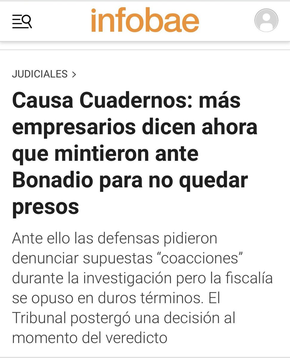 Se sigue derrumbando esta causa vergonzosa, construida con aprietes y extorsiones de la MAFIA judicial.

Cristina es inocente y tiene que estar en libertad.