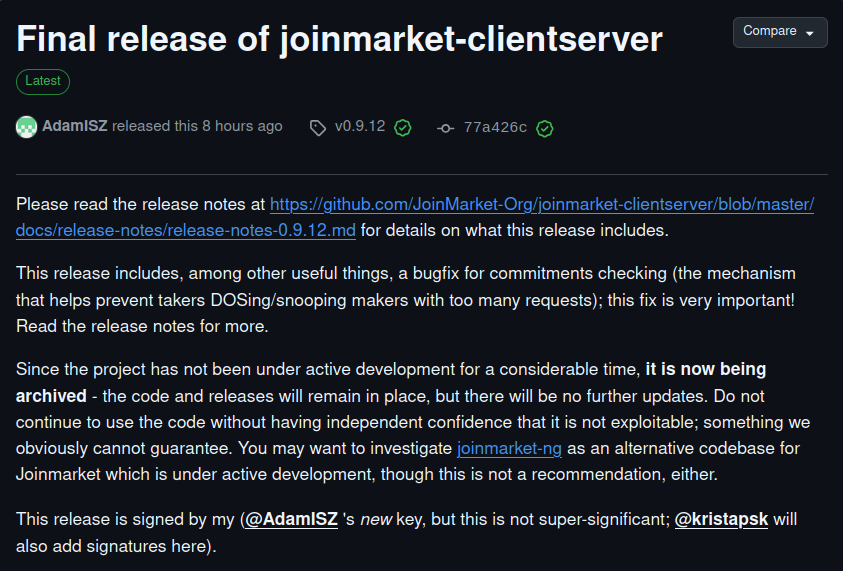 lightcoin's tweet photo. The end of an era: the final @joinmarket release

https://t.co/yy4mP8Steo https://t.co/wwgbLN9uUw