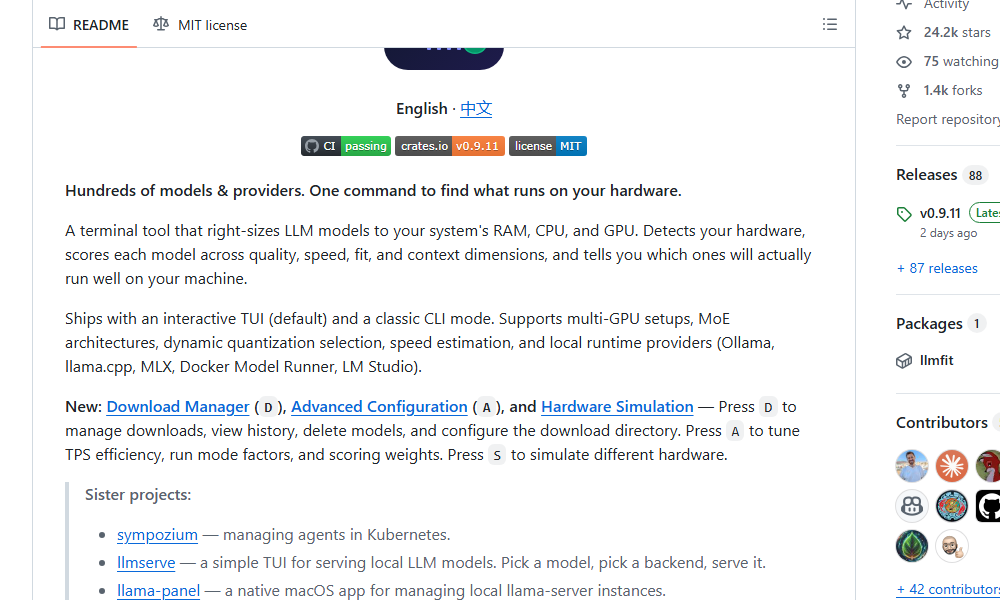clxymox's tweet image. 🦀 llmfit
⭐ 24,207 stars

"Optimisez vos LLM en un clic avec llmfit : compatible, performant et ultra-rapide !"
#GitHub