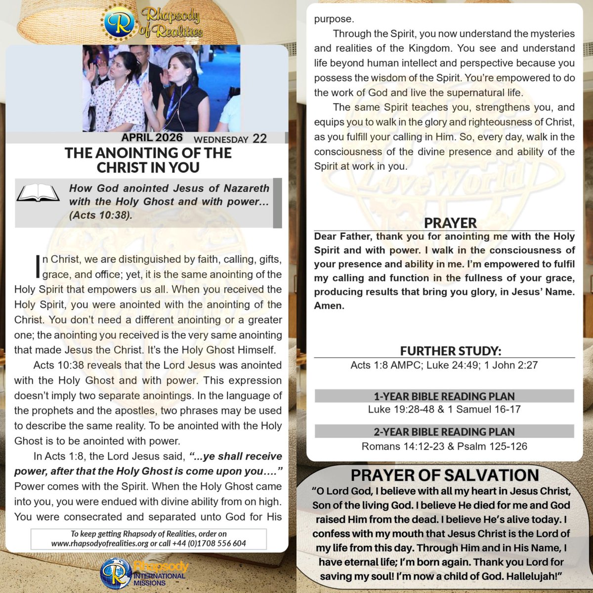 THE ANOINTING OF THE CHRIST IN YOU

How God anointed Jesus of Nazareth with the Holy Ghost and with power… (Acts 10: 38).

In Christ, we are distinguished by faith, calling, gifts, grace, and office; yet, it is the same anointing of the Holy Spirit that empowers us all. When you