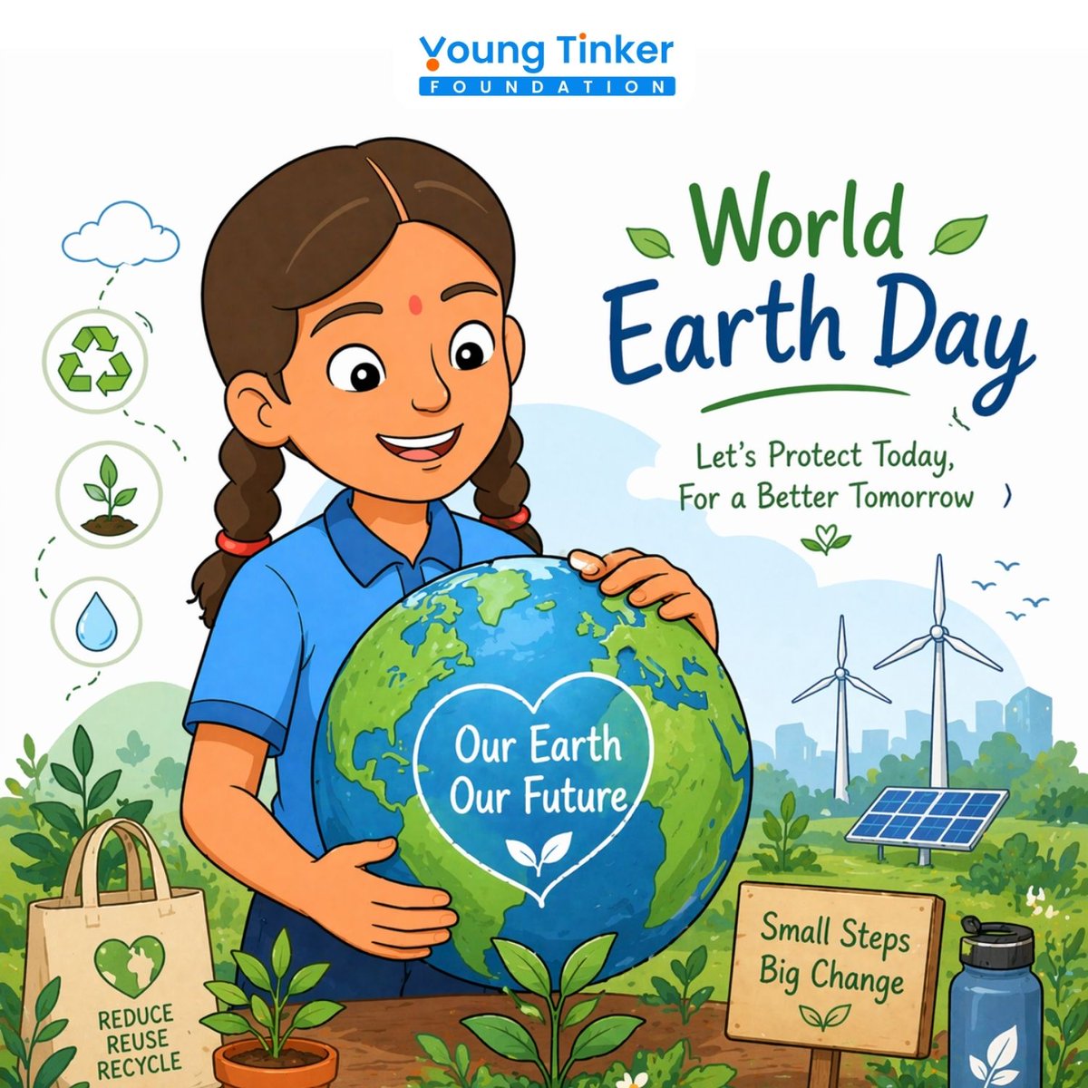 YoungTinkerFdn's tweet photo. Earth is not just a planet, it’s our home. 
This Earth Day, let’s build, innovate, and protect the only place we have.
From small actions to big ideas — every step counts.
Let’s engineer a greener tomorrow.

#EarthDay #SaveEarth #GoGreen #Sustainability #Innovation #ClimateAction https://t.co/n8iwdjylMa