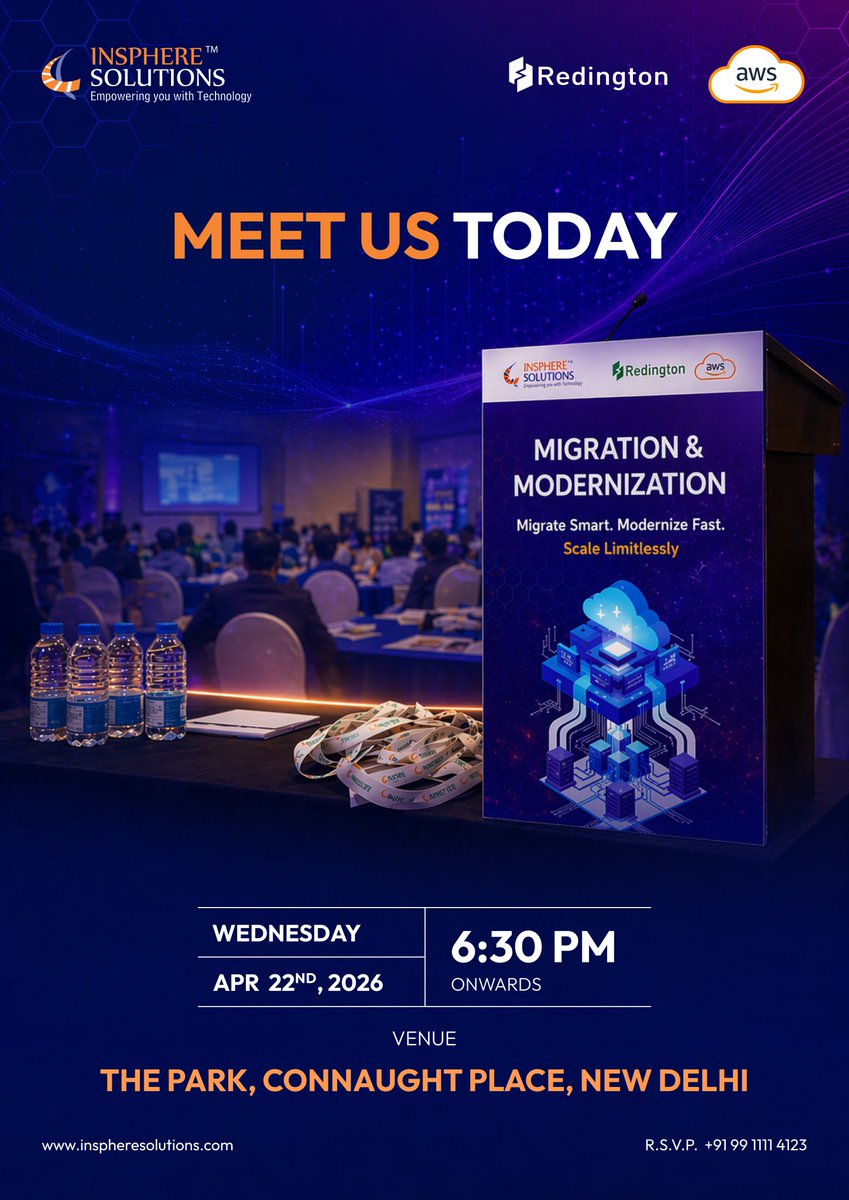 InsphereSoln's tweet photo. Join us today! 🚀

Insphere Solutions, with Amazon Web Services &amp; Redington Limited, brings you a power-packed session on Migration &amp; Modernization.

Migrate smarter. Modernize faster. Scale limitlessly.

#Cloud #AI #AWS #Digital #Migration #Innovation #InsphereSolutions #Network https://t.co/vZ4JELak0U