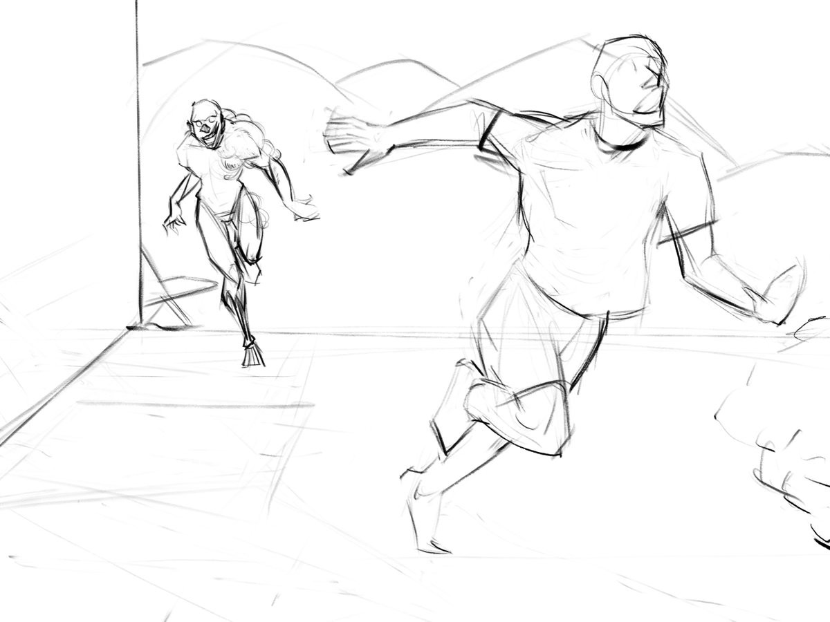 TheForceArtist's tweet image. Day 107 of 360 daily sketching 
This is a rough pass for the fourth frame of the visual storytelling exercise 

#composition #sketching #sketchbook #dailyart #sketchaday