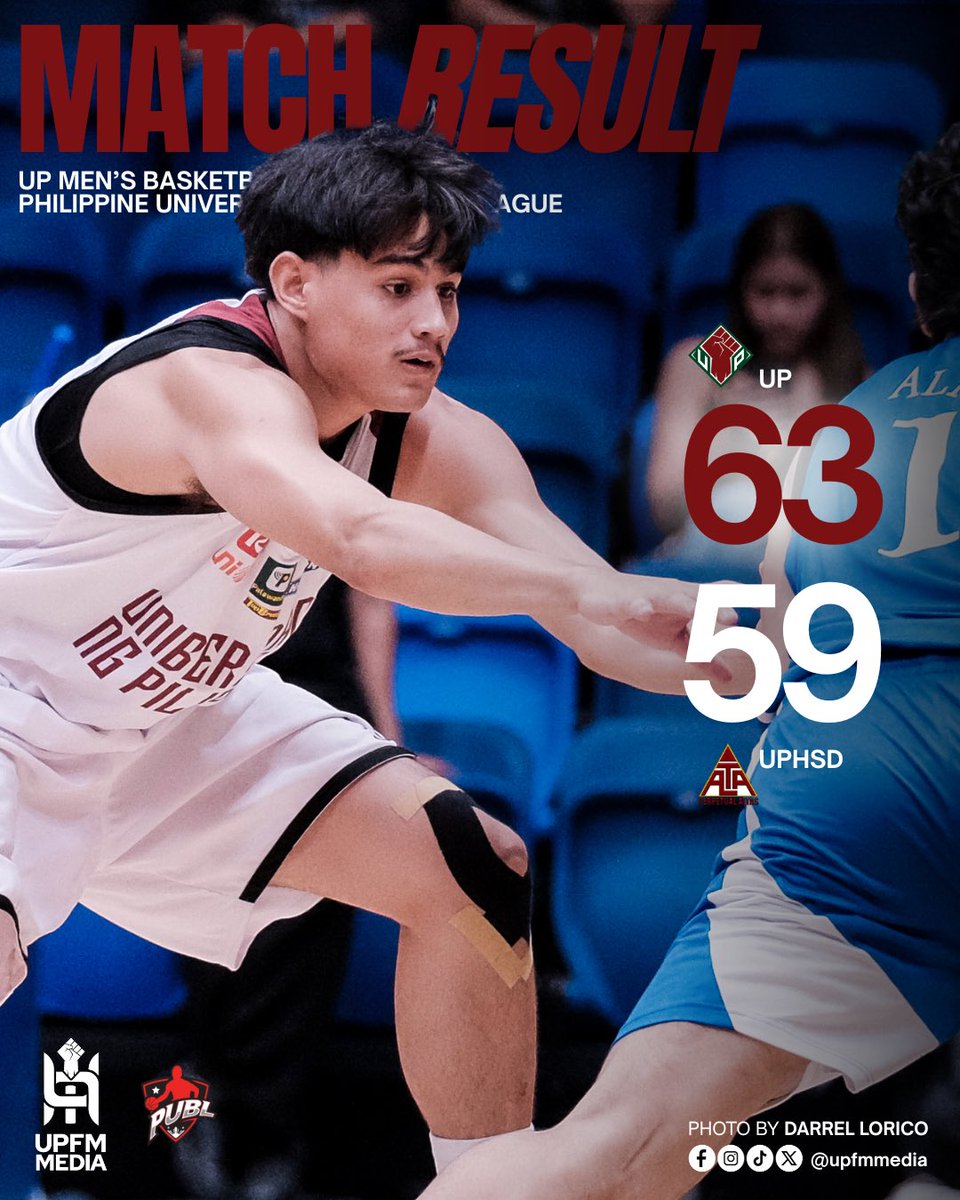 upfmmedia's tweet photo. UP-HANDA SA DELUBYO 🥵
@upmbt survives a late surge made by the UPHSD Altas to claim its second win of #PUBL, 63-59 💚❤️🏀 Good job, boys!!
#UPFight✊🏼 #StrongerWithAllSports💪🏼 https://t.co/NR0U8ySaK0