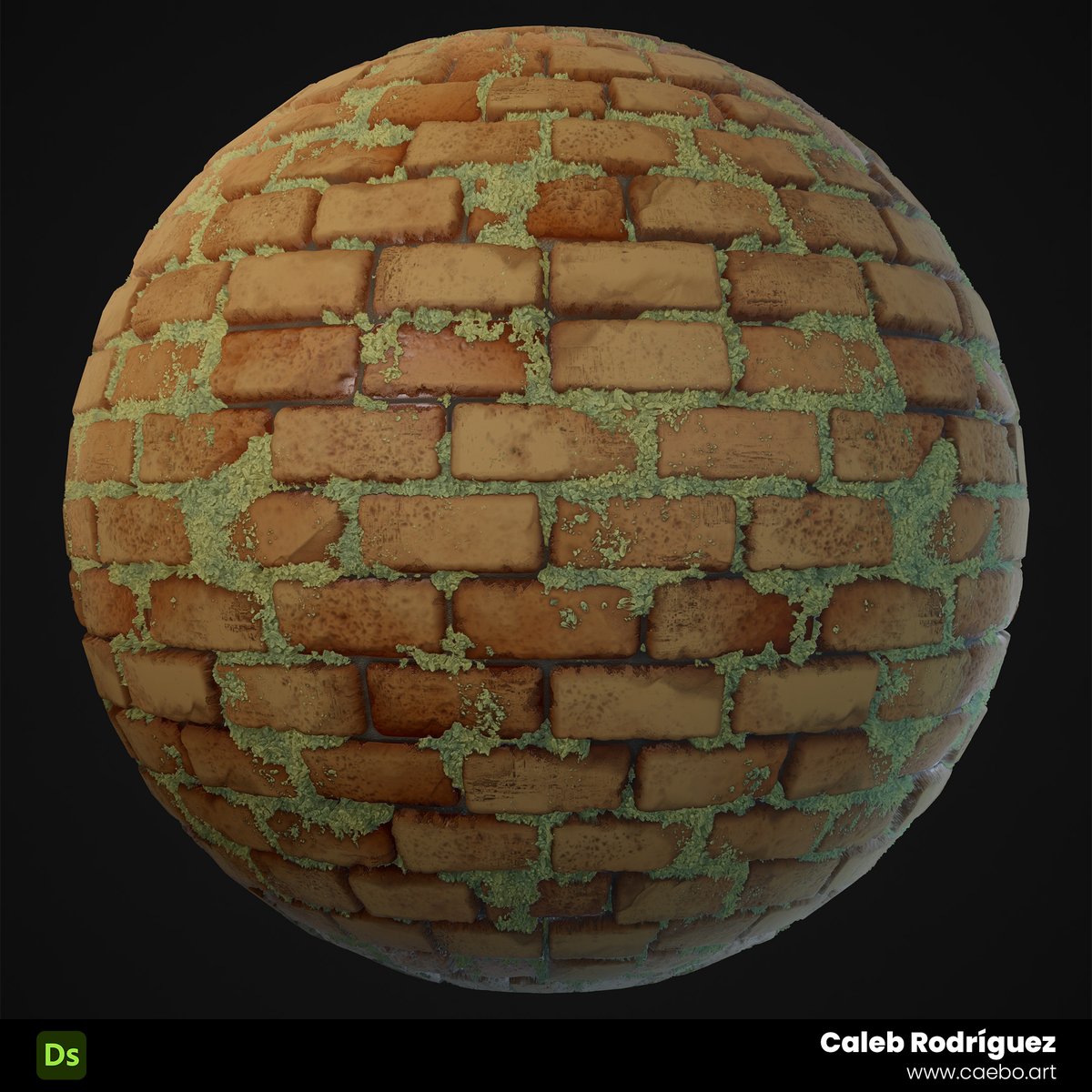 caeboart's tweet image. Stylized brick with moss made in Substance Designer.

Focused on shape variation, uneven brick placement, moss buildup, and a stylized neglected look. The goal was to make the surface feel old, organic, and imperfect.
 
artstation.com/artwork/a0AQ60

#SubstanceDesigner #MaterialArt