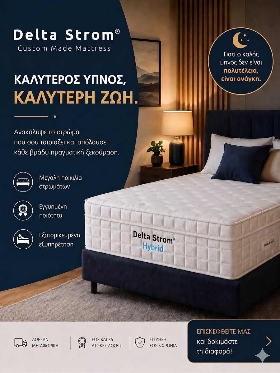 deltastrom's tweet image. Ο καλός ύπνος δεν είναι πολυτέλεια, είναι ανάγκη.  Βρες το δικό σου ιδανικό στρώμα στη Delta Strom
📷 Έως 36 άτοκες δόσεις 📷 Δωρεάν μεταφορικά 📷 5 χρόνια εγγύηση
Σε περιμένουμε για μια δοκιμή! #DeltaStrom #MattressExpert #GreekDesign #healthysleephabits
deltastrom.com