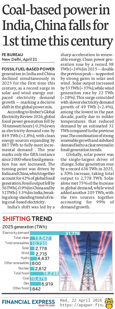 sauravanand04's tweet image. 🔴 𝗥𝗘 𝗚𝗥𝗜𝗗𝗟𝗢𝗖𝗞 ⚡
Curtailment up to 51%; grid lag hits RE. 

⚫ 𝗖𝗢𝗔𝗟 𝗧𝗨𝗥𝗡 🌍
India, China coal use dips first time. 

🟠 𝗢𝗩𝗟 𝗕𝗥𝗔𝗭𝗜𝗟 🛢️
$1.17 bn overseas bet under review

#Oil #Renewables #Energy @joinember @MotilalOswalLtd @ONGC_ @ongcvideshltd