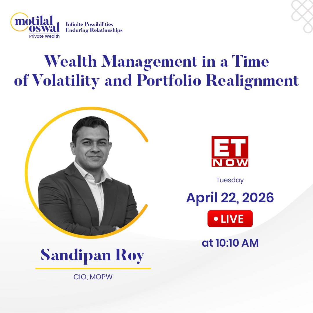MotilalOswalPW's tweet image. Watch #SandipanRoy, CIO, #MOPW, live today on @ETNOWlive at 10 AM, as he discusses wealth management in a time of volatility and portfolio realignment, offering insights on how portfolios are evolving amid shifting market dynamics.
#WealthManagement #MarketVolatility #Investing