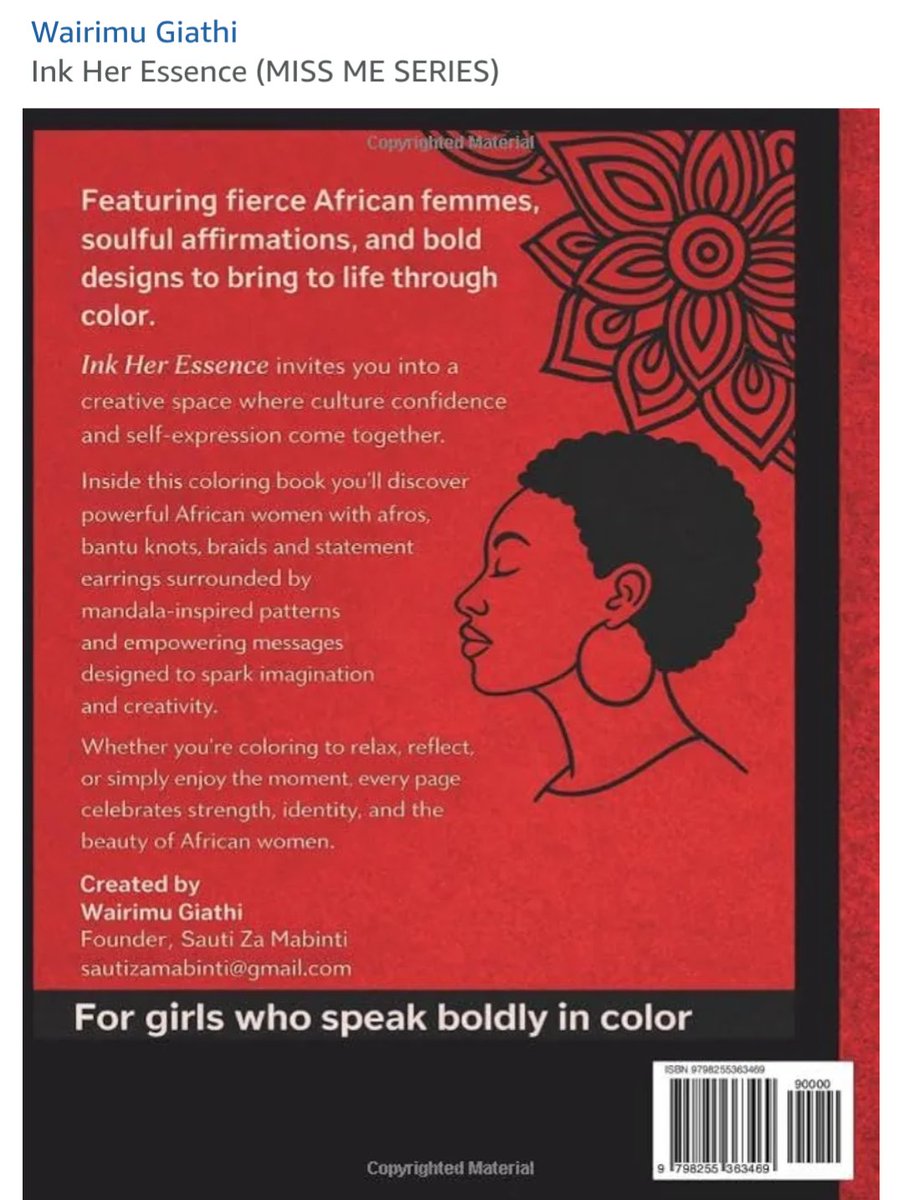SautiZaMabinti's tweet image. From one idea to a whole journey.
Grateful for every share, every purchase, every kind word 💛
Ink Her Essence is now LIVE on Amazon .For women who express, heal and speak boldly through color.
a.co/d/0hBcdXJ9
#BlackCreatives #AfricanAuthors #SelfExpression #ColoringBook