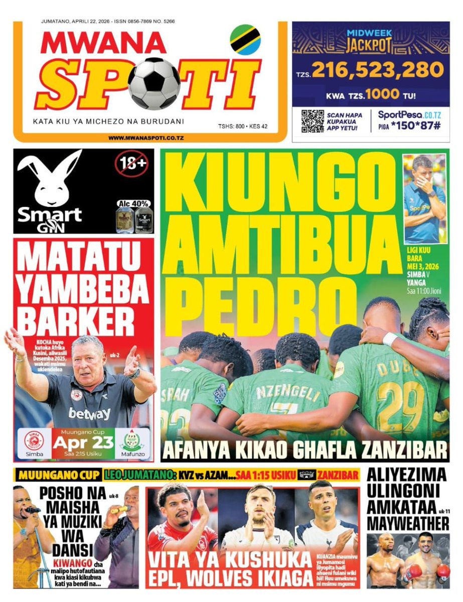 MwanzoTvPlus's tweet image. #TANZANIA: Magazetini Leo...    

The Citizen, Mwananchi, Habari Leo, Mwanaspoti

Jumatano Aprili 22, 2026