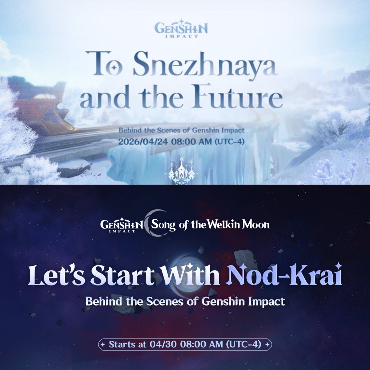 GenshinUniverse's tweet photo. No bc wdym it's already been a year since the Nod Krai "Behind the Scenes" and now we're getting the Snezhnaya one in 2 days 😭 

#GenshinImpact https://t.co/AG5SU9lUXG