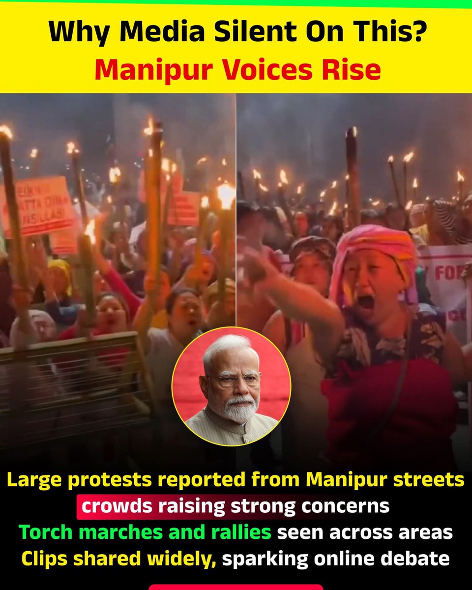 Videos circulating online show large protests in Manipur, drawing attention to ongoing concerns in the region. The visuals have sparked widespread discussion on social media, with people questioning responses and priorities.
#Manipur #विश्वशांतिकेलिए_महाअनुष्ठान #GodiMedia