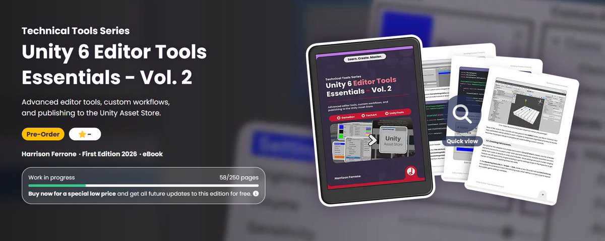 jettelly's tweet image. Anyone interested in developing tools with Unity 6? We just released the early access of Unity 6 Editor Tools Essentials Vol. 2 ✨

Check it out: jettelly.com/store/unity-ed…

#unity3d #tooldev #indiedev