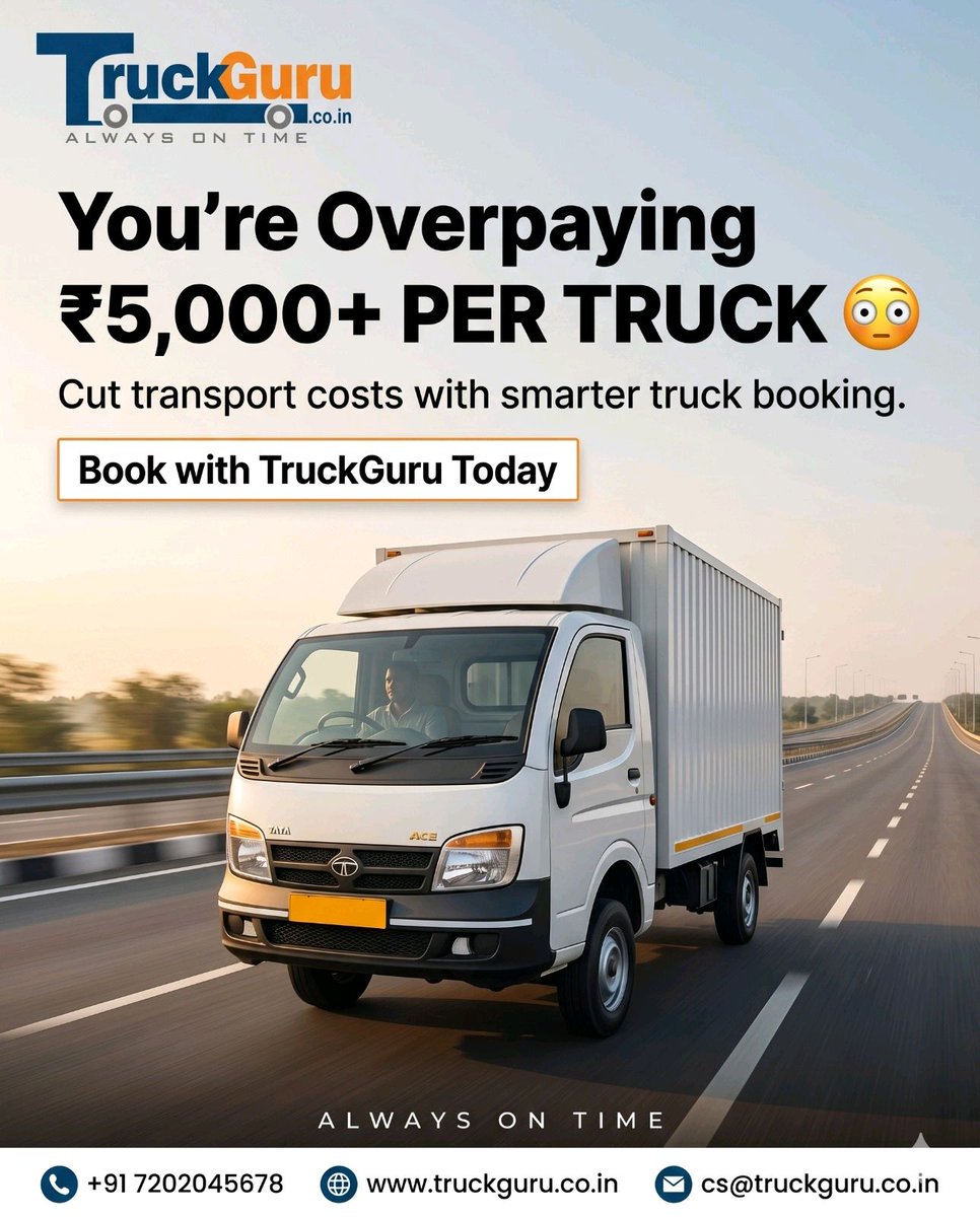 TruckGuruindia's tweet image. 🚛 Overpaying ₹5,000+ per truck? It’s time to switch to TruckGuru!

Book Now :truckguru.co.in/vadodara-trans…

📞 +91 7202045678

🌐 truckguru.co.in

📧 cs@truckguru.co.in

#TruckGuru #SmartLogistics #SaveWithUs