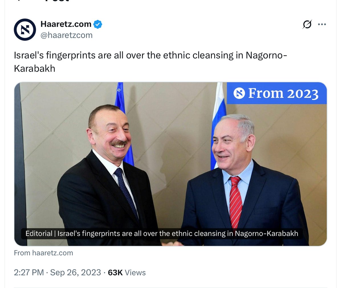 <a href="/s_m_marandi/">Seyed Mohammad Marandi</a> Sorry, NOT Armenia NOR the Armenians.  It is the scumbags occupying the Armenian government since the 2018 western coup.  They don’t care that Israel directly participated in the Ethnic Cleansing of Armenians of Artsakh.  They don’t like Armenians &amp; they don’t represent us.