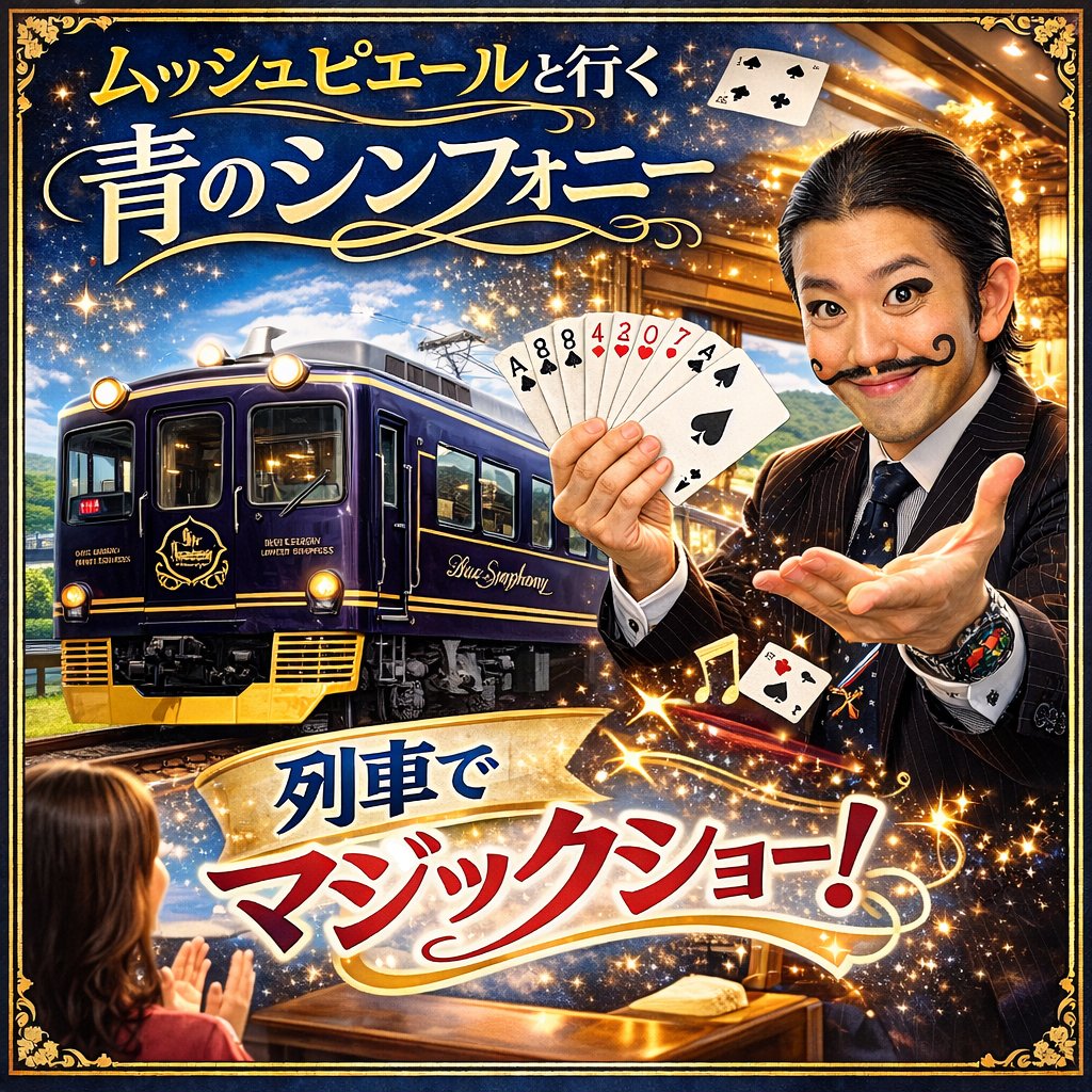 magictimepierr's tweet photo. 【お知らせ】 近鉄「青の交響曲（シンフォニー）」とムッシュピエールがコラボします！ 6/27(土)17時30分出発進行　詳細、お申込みはこちらから https://t.co/vatOK6F9Jh大人気観光列車に乗れる大チャンス！ ぜひトレビアンなマジック旅をお楽しみください！！
#青のシンフォニー https://t.co/0GNTnfpzHB