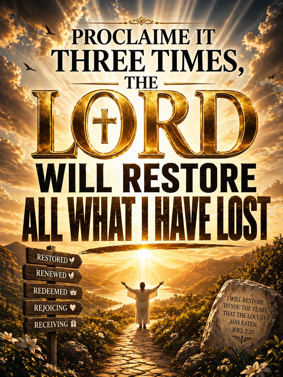 placeofkononia's tweet image. Proclaim it three times:
THE LORD WILL RESTORE ALL WHAT I HAVE LOST. 🙏✨
I receive restoration, recovery, and new beginnings.
#Faith #Restoration #Believe #ChristianTwitter