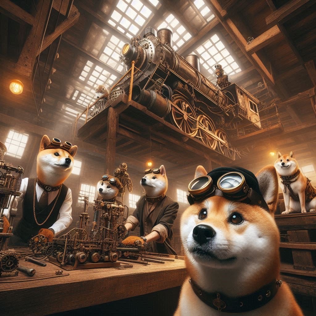 Shibaimu7's tweet photo. 2年前に生成した柴犬のエンジニアたち⚙️🔧🐕
時を超えてついに稼働開始しました📽️🚂💨
#AIart️️️️️️️️️️️️️️️️️️️️️️️️️️️️️️️️️️️️️️️️️️️️️️️️️️️ #AIイラスト https://t.co/A8P2CXXA7X