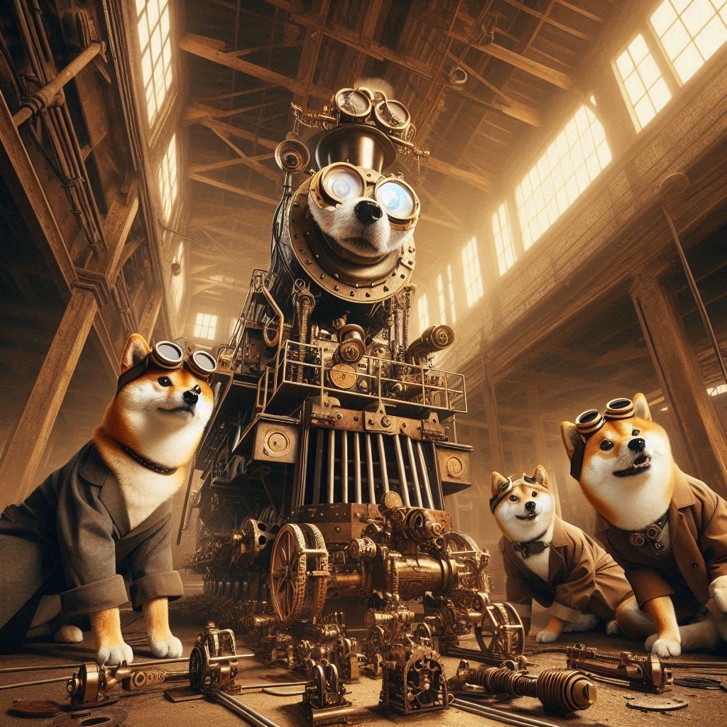 Shibaimu7's tweet photo. 2年前に生成した柴犬のエンジニアたち⚙️🔧🐕
時を超えてついに稼働開始しました📽️🚂💨
#AIart️️️️️️️️️️️️️️️️️️️️️️️️️️️️️️️️️️️️️️️️️️️️️️️️️️️ #AIイラスト https://t.co/A8P2CXXA7X