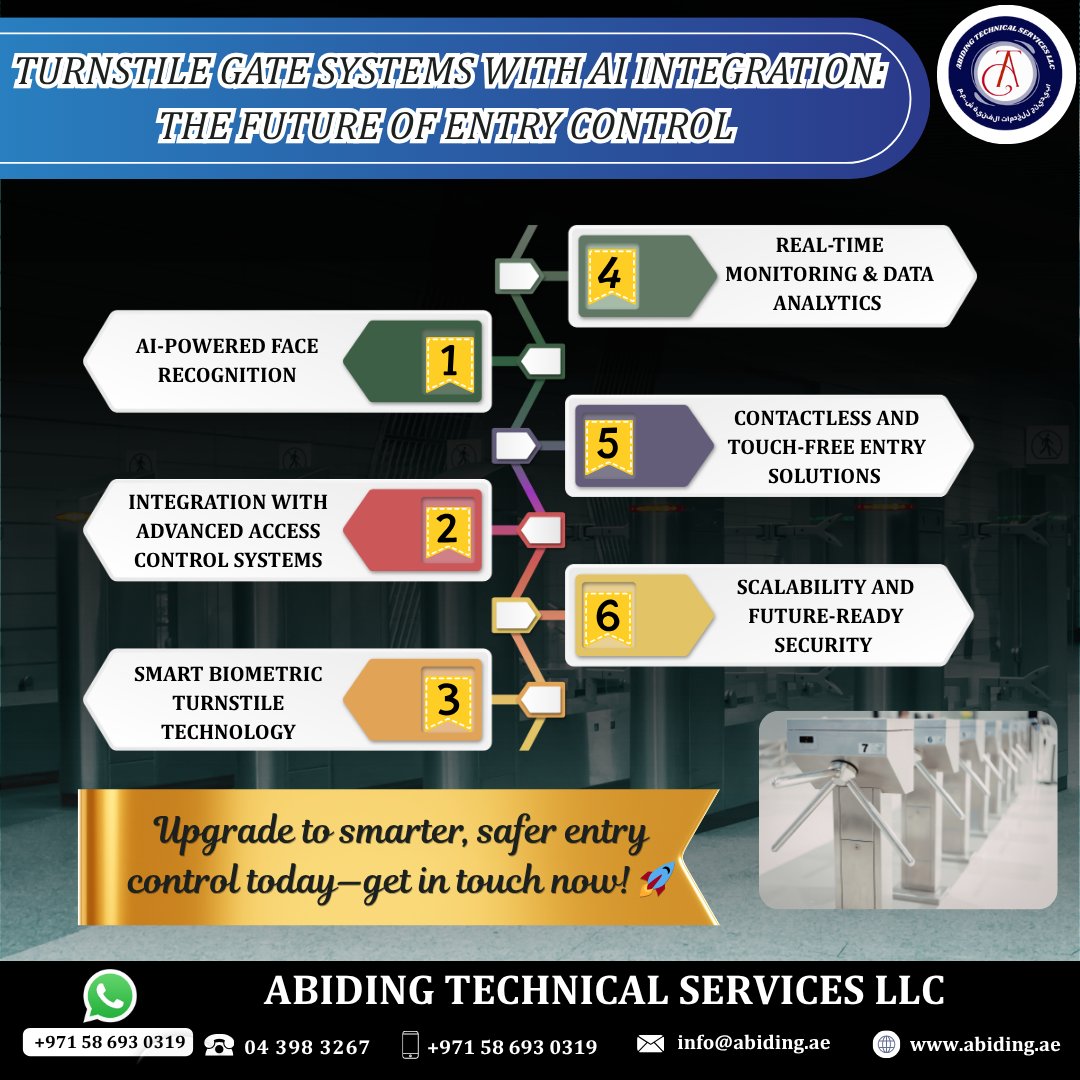 abidingtechllc's tweet image. AI-powered turnstile gates are transforming access control in Dubai

Enhance security, manage entry smartly &amp;amp; enable seamless contactless access.

👉abiding.ae/blog/ai-turnst…

🌐Website: abiding.ae 
📩Email: info@abiding.ae

#SmartSecurity #AITechnology #DubaiBusiness