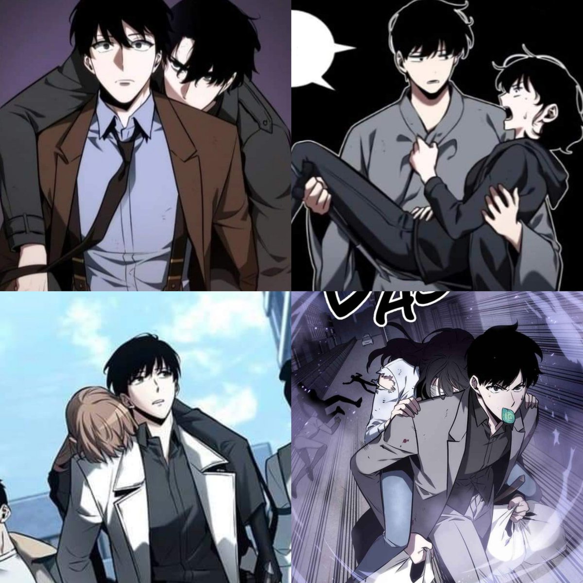 hanatls123's tweet photo. A collection of Kim Dokja carrying his wives https://t.co/xE7Lpn9UtK
