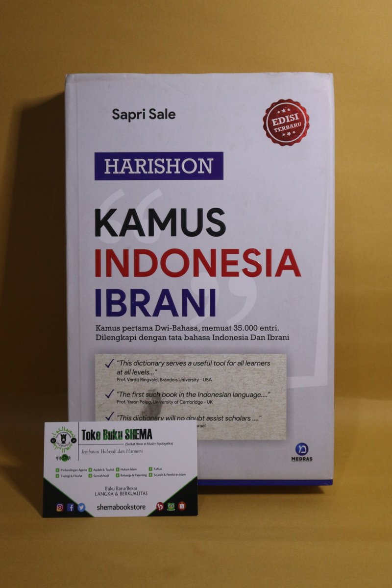 SHEMABookstore's tweet photo. [DICT-001] Kamus Indonesia-Ibrani
Oleh Sapri Sale

(KONDISI: BEKAS)

Cetakan ke-1/2020
Penerbit Medras
Ukuran 15,5 x 23 cm
Hard Cover
578 hlm.
Berat 1.030 g

Harga Rp378.000,-
https://t.co/IxObt5Owwo https://t.co/81TwccZkI9