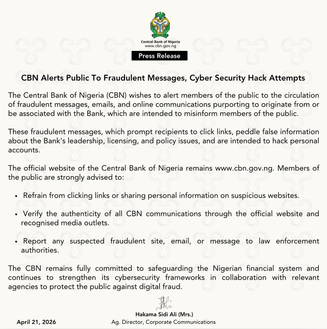 Central Bank of Nigeria tweet media