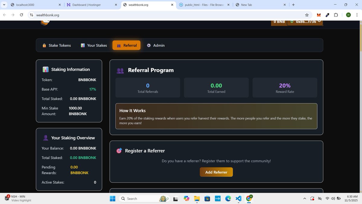 H_devs2's tweet image. I will build you a fullstack staking with referral #blockchain dapp for your token #project

Watch video demo to see how the website works - youtu.be/C_Lw3Xx9lzk?si…

Join my telegram channel - t.me/cryptoinsider1…

#crypto #staking #memecoin #dapp