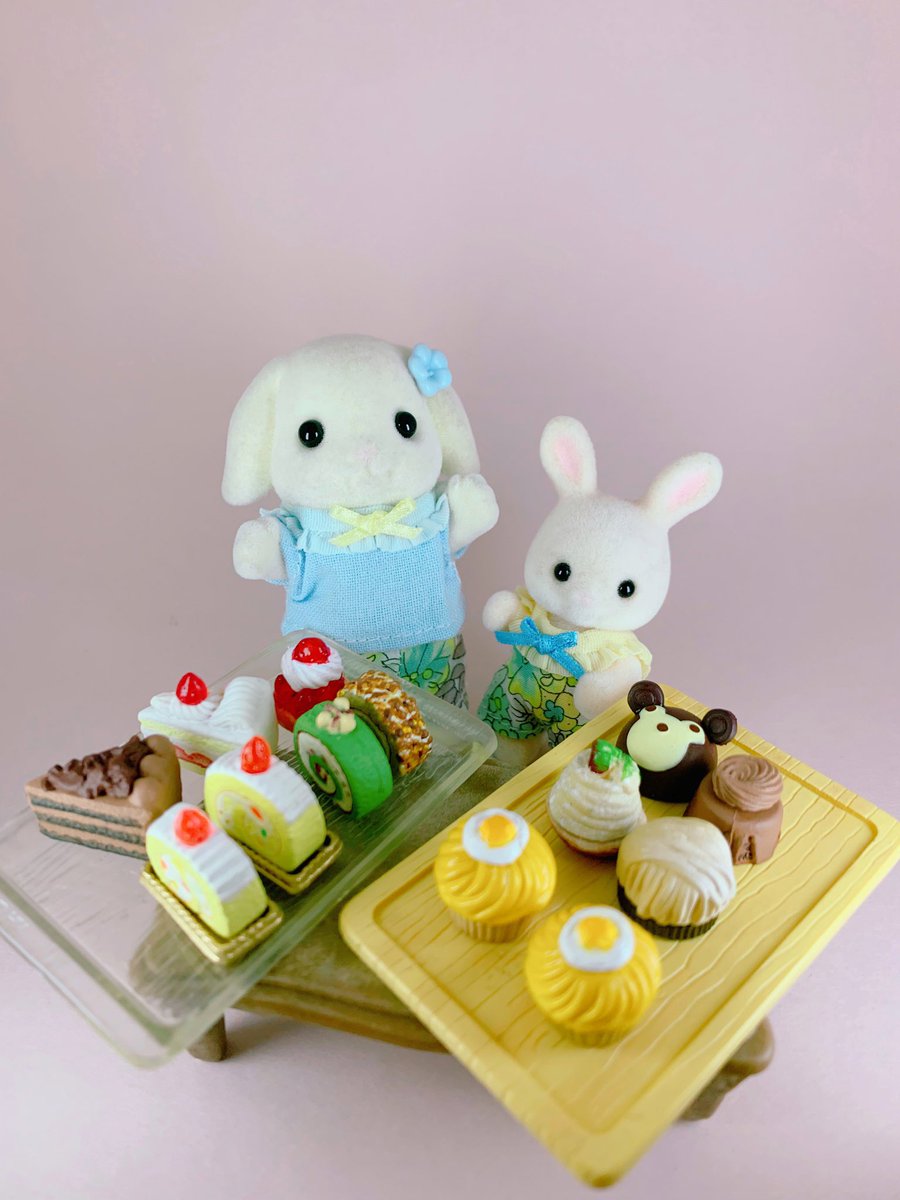 自分への今後の参考に
他のシリーズも写真撮っておいた📷

・おうちでアイス
・あげたてドーナツ屋さん
・わたしのケーキ屋さん

トングやトレーはちょっと大きいけどケーキやドーナツなどの単体はシルバニアの小道具にしてもいいサイズꪔ̤